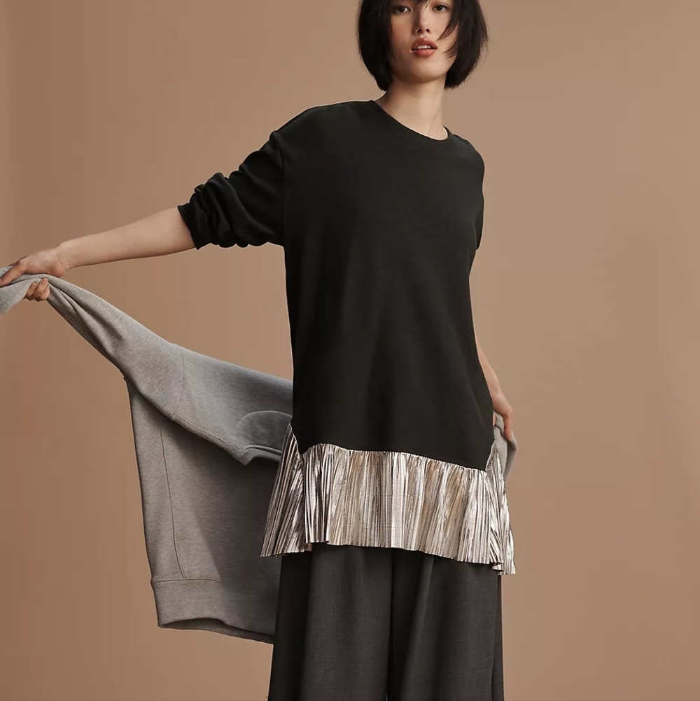 Pilcro x Anthropologie Metallic Twofer Tunic Blouse